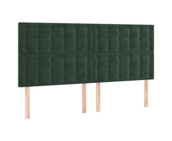 Tăblii de pat, 4 buc, verde închis, 100x5x78/88 cm, catifea, 2 image