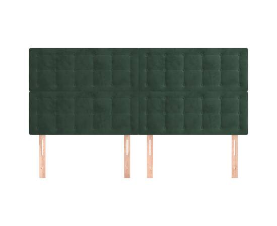 Tăblii de pat, 4 buc, verde închis, 100x5x78/88 cm, catifea, 3 image