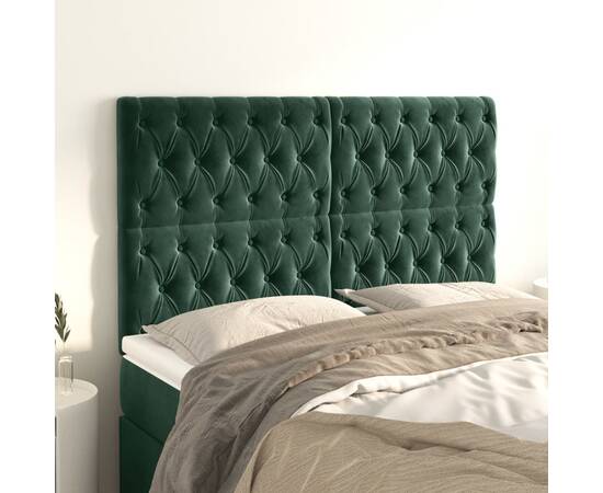 Tăblii de pat, 4 buc, verde închis, 80x7x78/88 cm, catifea