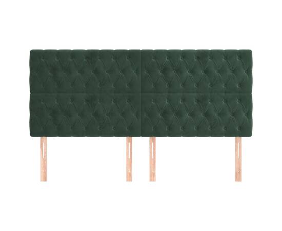 Tăblii de pat, 4 buc, verde închis, 90x7x78/88 cm, catifea, 3 image