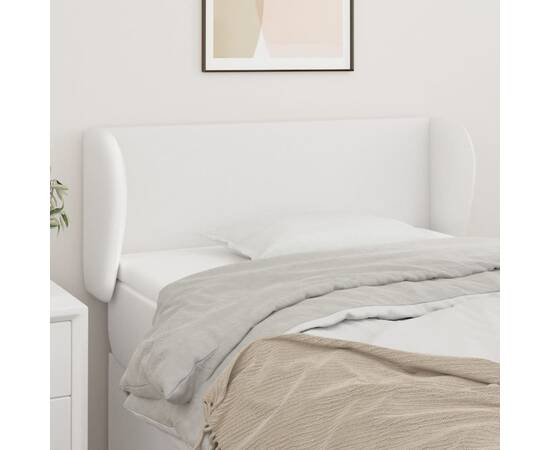 Tăblie de pat cu aripioare alb 103x23x78/88 cm piele ecologică