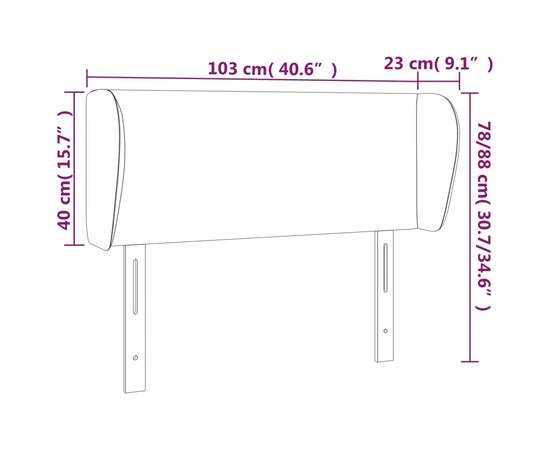 Tăblie de pat cu aripioare gri închis 103x23x78/88 cm textil, 9 image