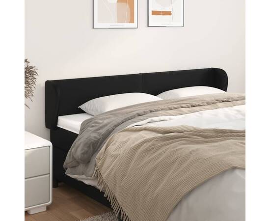 Tăblie de pat cu aripioare negru 183x23x78/88cm piele ecologică