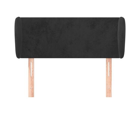 Tăblie de pat cu aripioare negru 83x23x78/88 cm catifea, 3 image