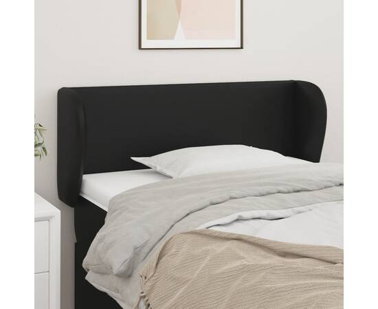 Tăblie de pat cu aripioare negru 83x23x78/88 cm piele ecologică