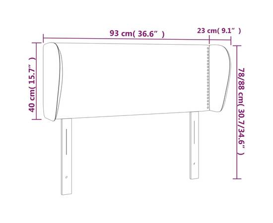 Tăblie de pat cu aripioare albastru 93x23x78/88 cm textil, 9 image