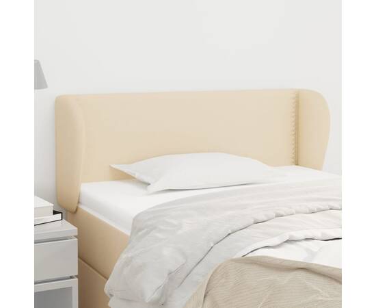 Tăblie de pat cu aripioare crem 103x23x78/88 cm textil