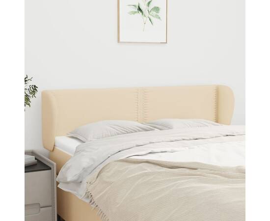 Tăblie de pat cu aripioare crem 147x23x78/88 cm material textil