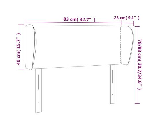 Tăblie de pat cu aripioare crem 83x23x78/88 cm material textil, 9 image