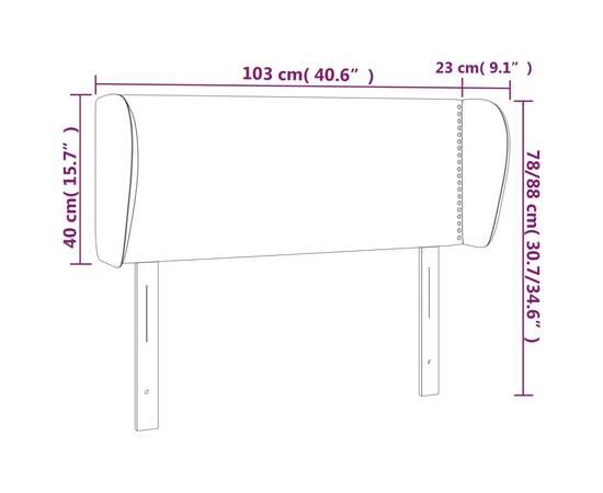 Tăblie de pat cu aripioare gri 103x23x78/88 cm piele ecologică, 9 image