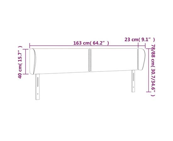 Tăblie de pat cu aripioare gri deschis 163x23x78/88 cm catifea, 9 image