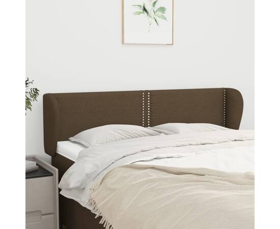 Tăblie de pat cu aripioare maro închis 147x23x78/88 cm textil