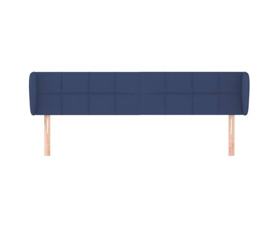 Tăblie de pat cu aripioare, albastru, 203x23x78/88 cm textil, 3 image