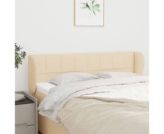 Tăblie de pat cu aripioare crem 147x23x78/88 cm material textil