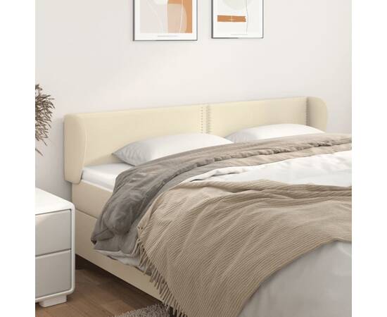 Tăblie de pat cu aripioare crem 163x23x78/88 cm piele ecologică