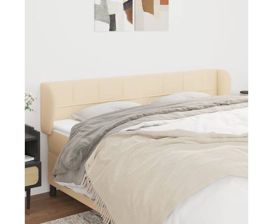 Tăblie de pat cu aripioare crem 183x23x78/88 cm material textil