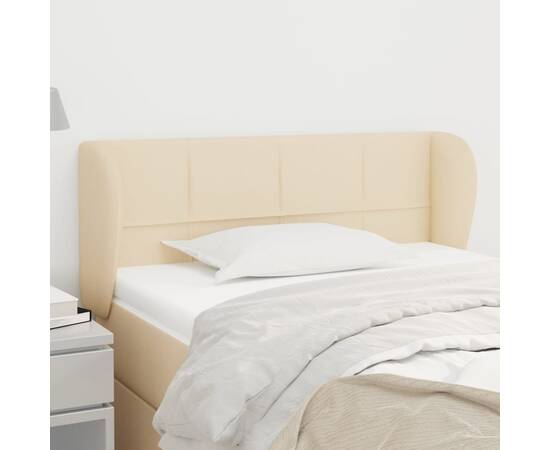 Tăblie de pat cu aripioare crem 93x23x78/88 cm textil