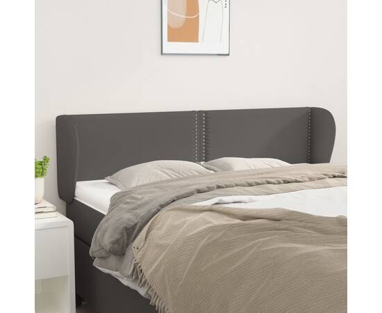 Tăblie de pat cu aripioare gri 147x23x78/88 cm piele ecologică