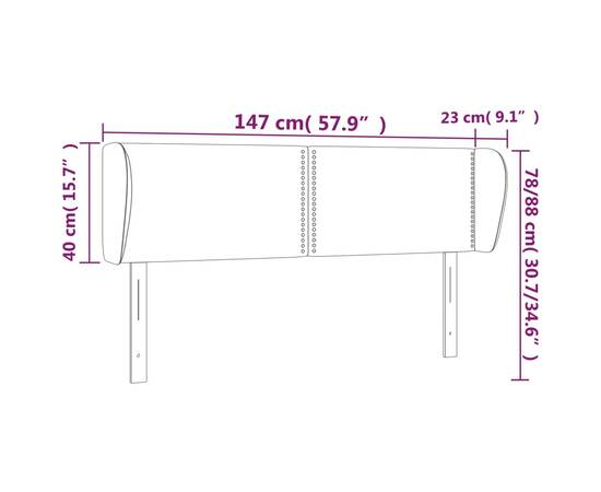 Tăblie de pat cu aripioare gri 147x23x78/88 cm piele ecologică, 9 image