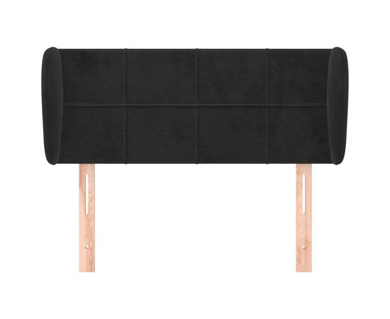 Tăblie de pat cu aripioare negru 103x23x78/88 cm catifea, 3 image