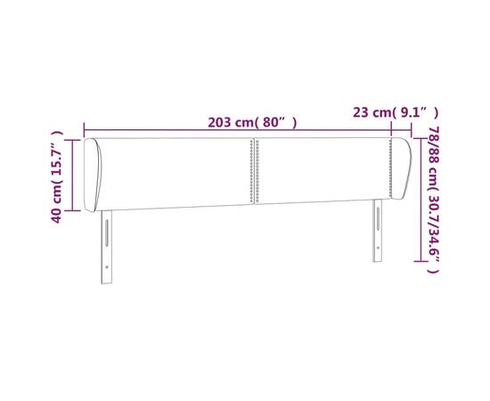 Tăblie pat cu aripioare cappuccino 203x23x78/88cm piele eco, 9 image