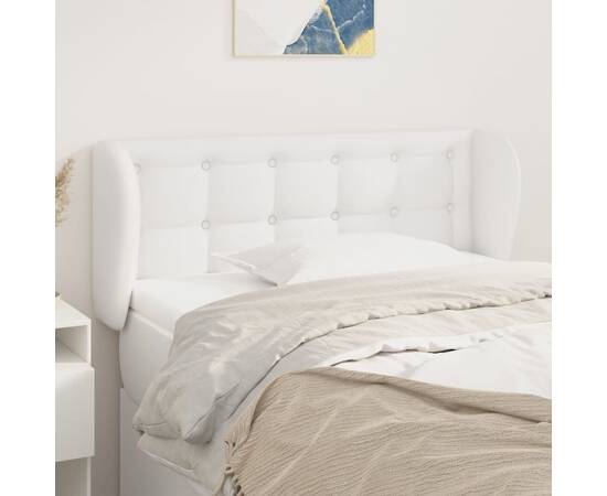 Tăblie de pat cu aripioare alb 103x23x78/88 cm piele ecologică