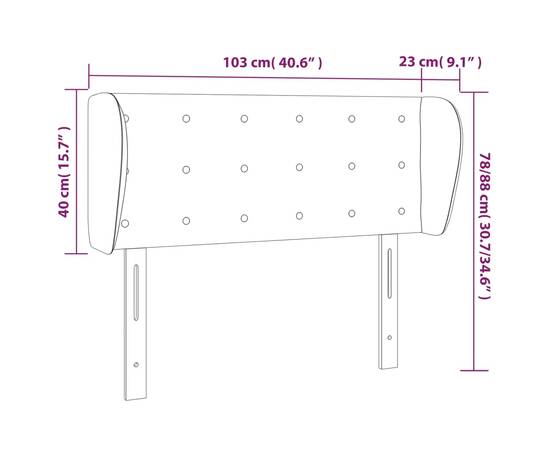 Tăblie de pat cu aripioare alb 103x23x78/88 cm piele ecologică, 9 image