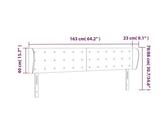 Tăblie de pat cu aripioare alb 163x23x78/88 cm piele ecologică, 9 image