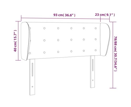 Tăblie de pat cu aripioare alb 93x23x78/88 cm piele ecologică, 9 image