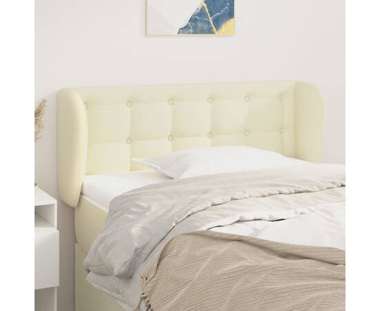 Tăblie de pat cu aripioare crem 103x23x78/88 cm piele ecologică