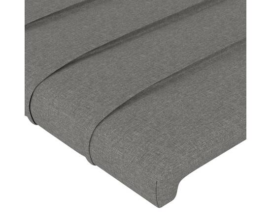 Tăblie de pat cu aripioare gri închis 147x23x78/88 cm textil, 5 image