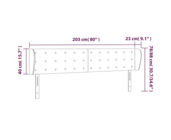 Tăblie de pat cu aripioare gri 203x23x78/88 cm piele ecologică, 9 image