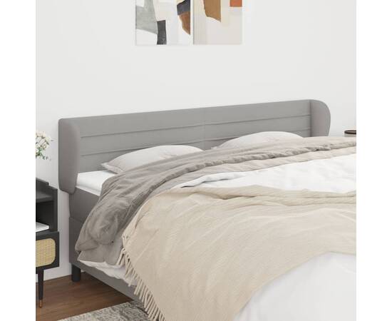 Tăblie de pat cu aripioare gri deschis 203x23x78/88 cm textil