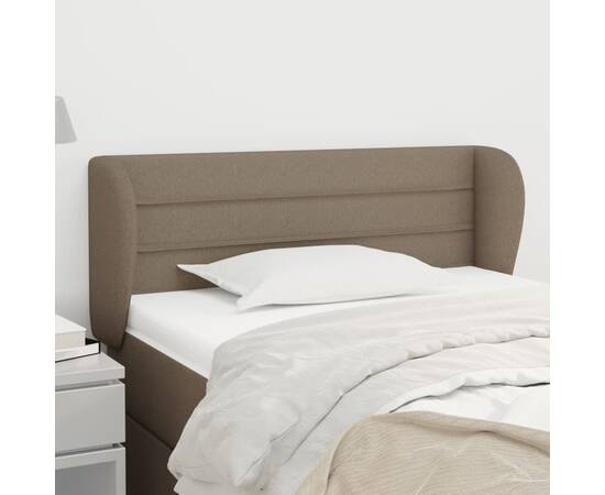 Tăblie de pat cu aripioare gri taupe 103x23x78/88 cm textil