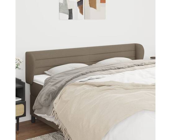 Tăblie de pat cu aripioare gri taupe 203x23x78/88 cm textil