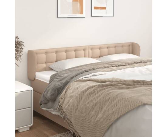 Tăblie pat cu aripioare cappuccino 183x23x78/88 cm piele eco