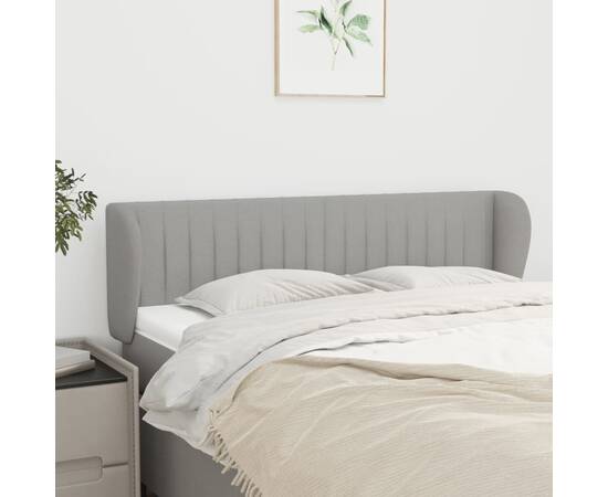 Tăblie de pat cu aripioare gri deschis 147x23x78/88 cm textil
