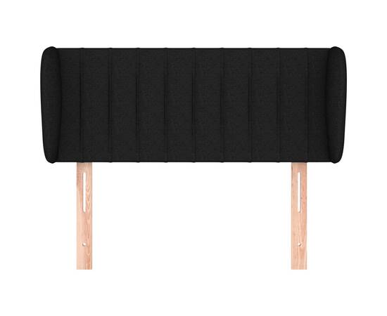 Tăblie de pat cu aripioare negru 103x23x78/88 cm textil, 3 image