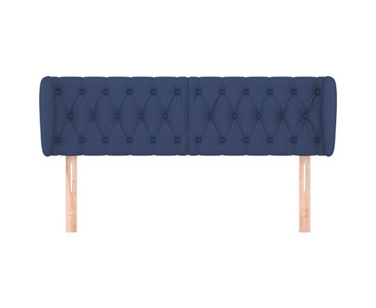 Tăblie de pat cu aripioare, albastru, 163x23x78/88 cm textil, 3 image