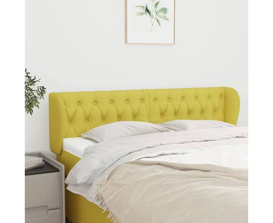 Tăblie de pat cu aripioare, verde, 147x23x78/88 cm textil