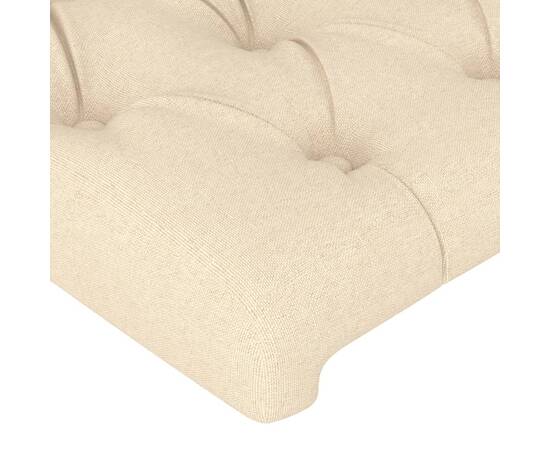 Tăblie de pat cu aripioare crem 147x23x78/88 cm material textil, 4 image