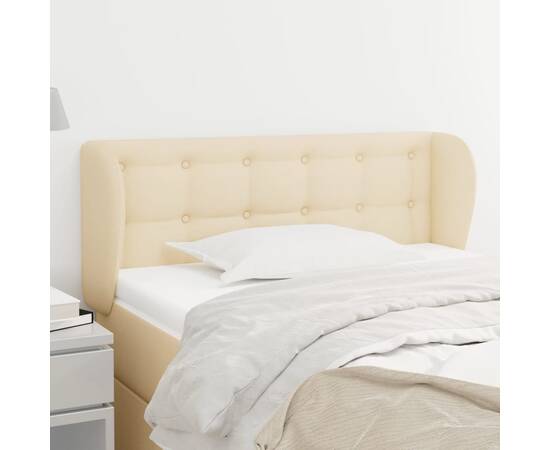 Tăblie de pat cu aripioare crem 93x23x78/88 cm textil