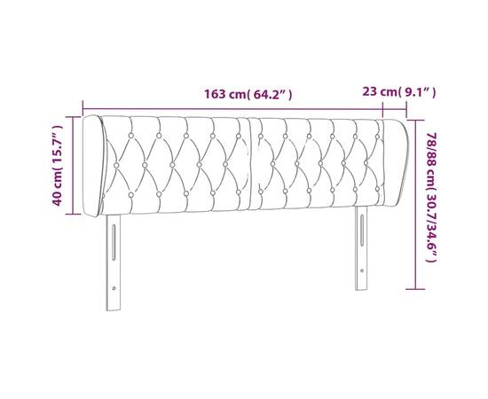 Tăblie de pat cu aripioare gri închis 163x23x78/88 cm textil, 9 image