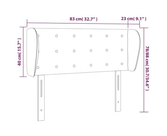 Tăblie de pat cu aripioare gri închis 83x23x78/88 cm textil, 9 image