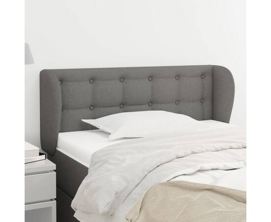 Tăblie de pat cu aripioare gri închis 93x23x78/88 cm textil