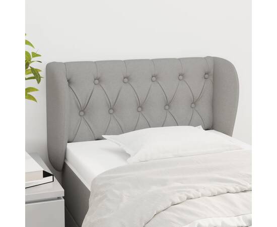 Tăblie de pat cu aripioare gri deschis 83x23x78/88 cm textil