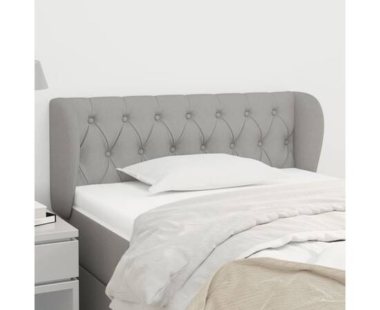 Tăblie de pat cu aripioare gri deschis 93x23x78/88 cm textil