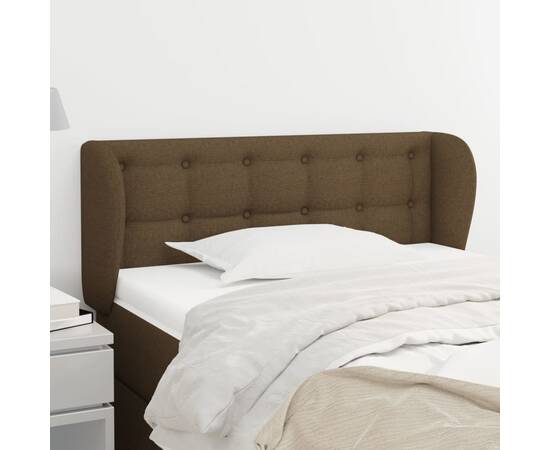 Tăblie de pat cu aripioare maro închis 103x23x78/88 cm textil