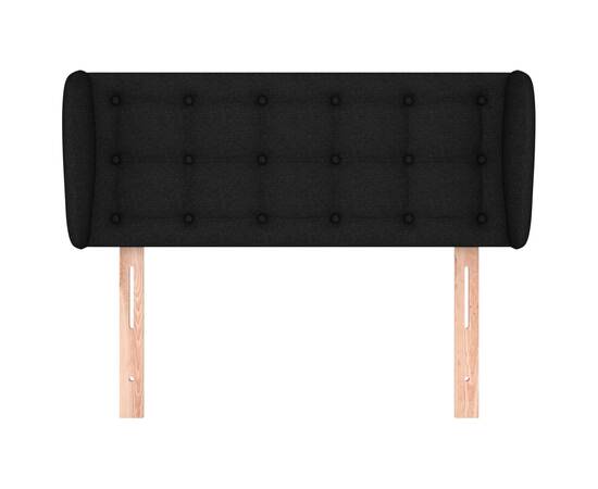 Tăblie de pat cu aripioare negru 103x23x78/88 cm textil, 3 image