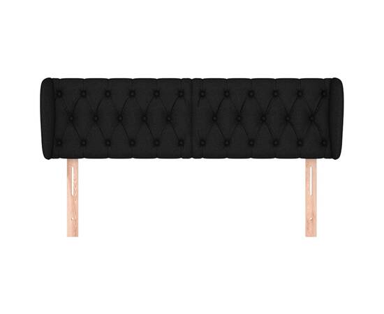 Tăblie de pat cu aripioare negru 163x23x78/88 cm textil, 3 image